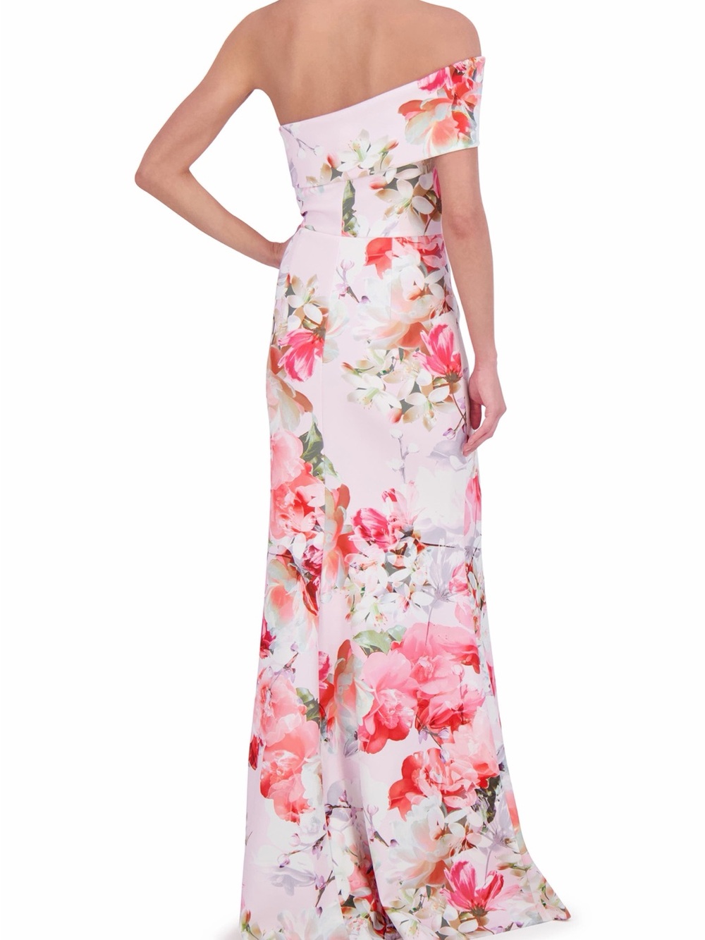 Eliza J Pink Floral Off-Shoulder mermaid gown - Picture 2 of 12